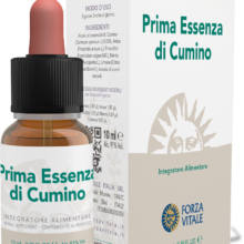 PE Cumino Forza Vitale es un complemento alimenticio de aceites esenciales que actúa sobre el bienestar del estómago.